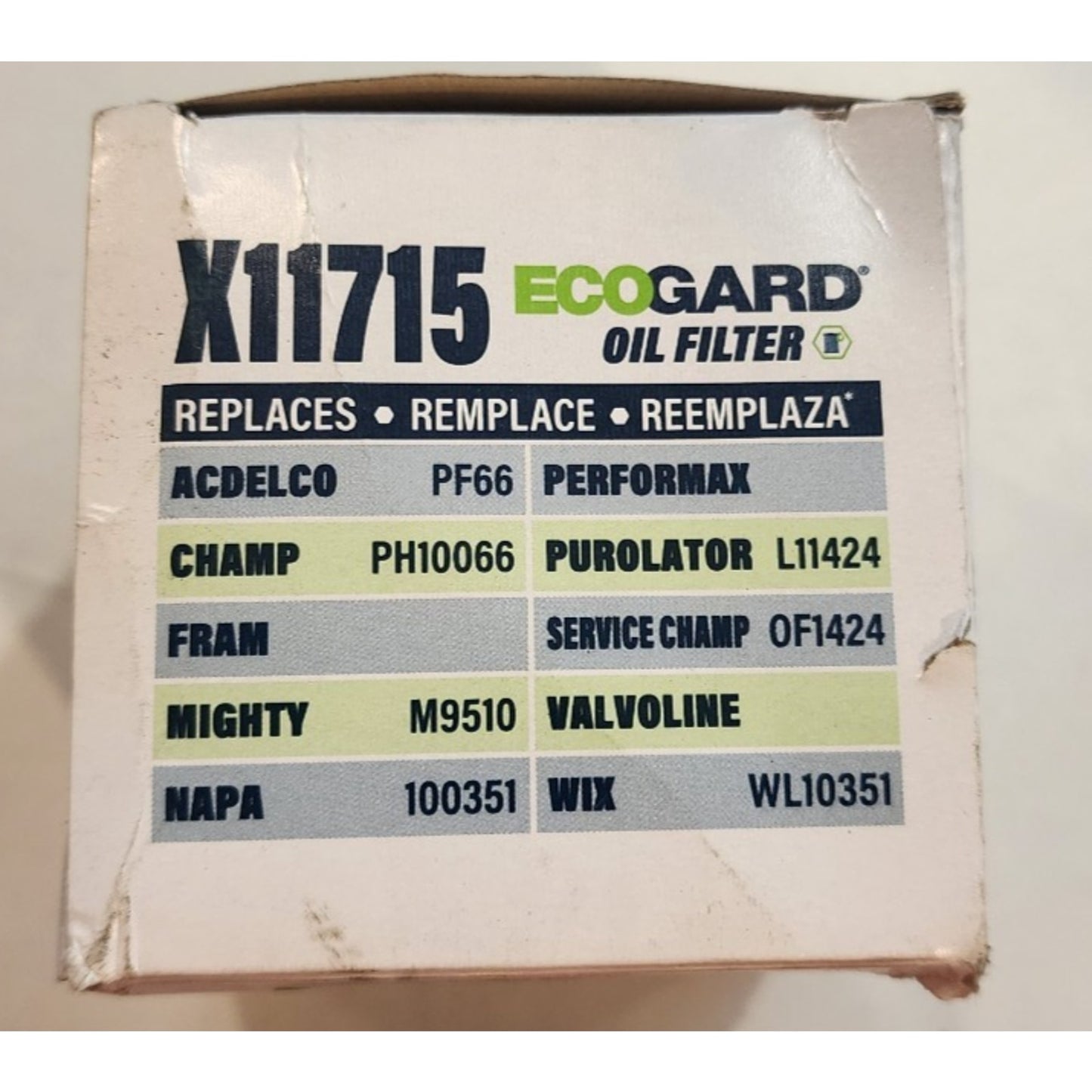 Ecogard- Genuine Engine Oil Filter- X11715- Gold Quality- Rep. ACDELCO PF66, +
