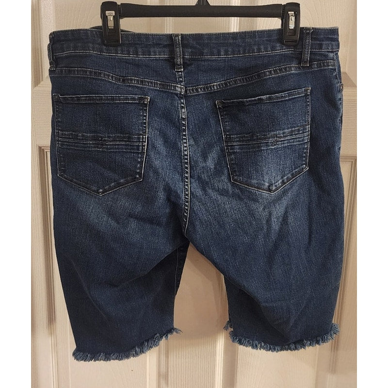 Soho - Bermuda Cut Off Jean Shorts - Frayed Leg Bottoms - Size 16