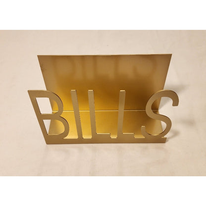 Gold Metal - Home Office - Mail Holder - Storage Rack - w/ BILLS Cutout Design