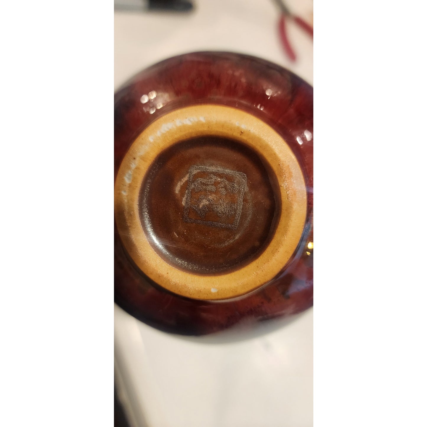 Vintage Red‑Glaze Vase – Studio Mark – 6" Tall – Chinese Style