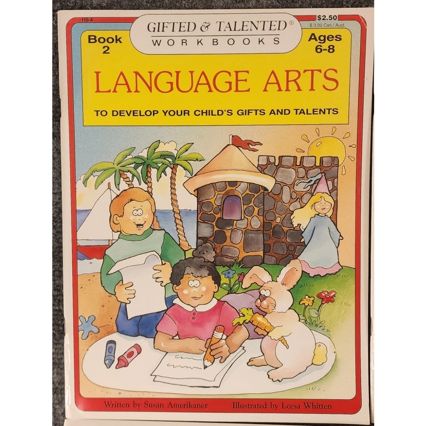 Gifted & Talented Workbook Set Ages 6-8 Math 1 & 2 Reading 1 Language Arts 2