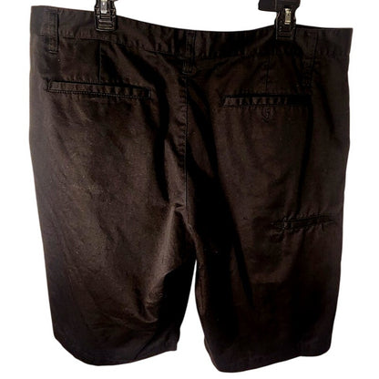 Blue Crown Mens Size 40 Black Chino Shorts Flat Front Stretch Casual