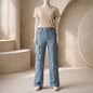 Unbranded Youth Cargo Jeans Size 14Y Blue Denim Multi‑Pocket Straight Leg New