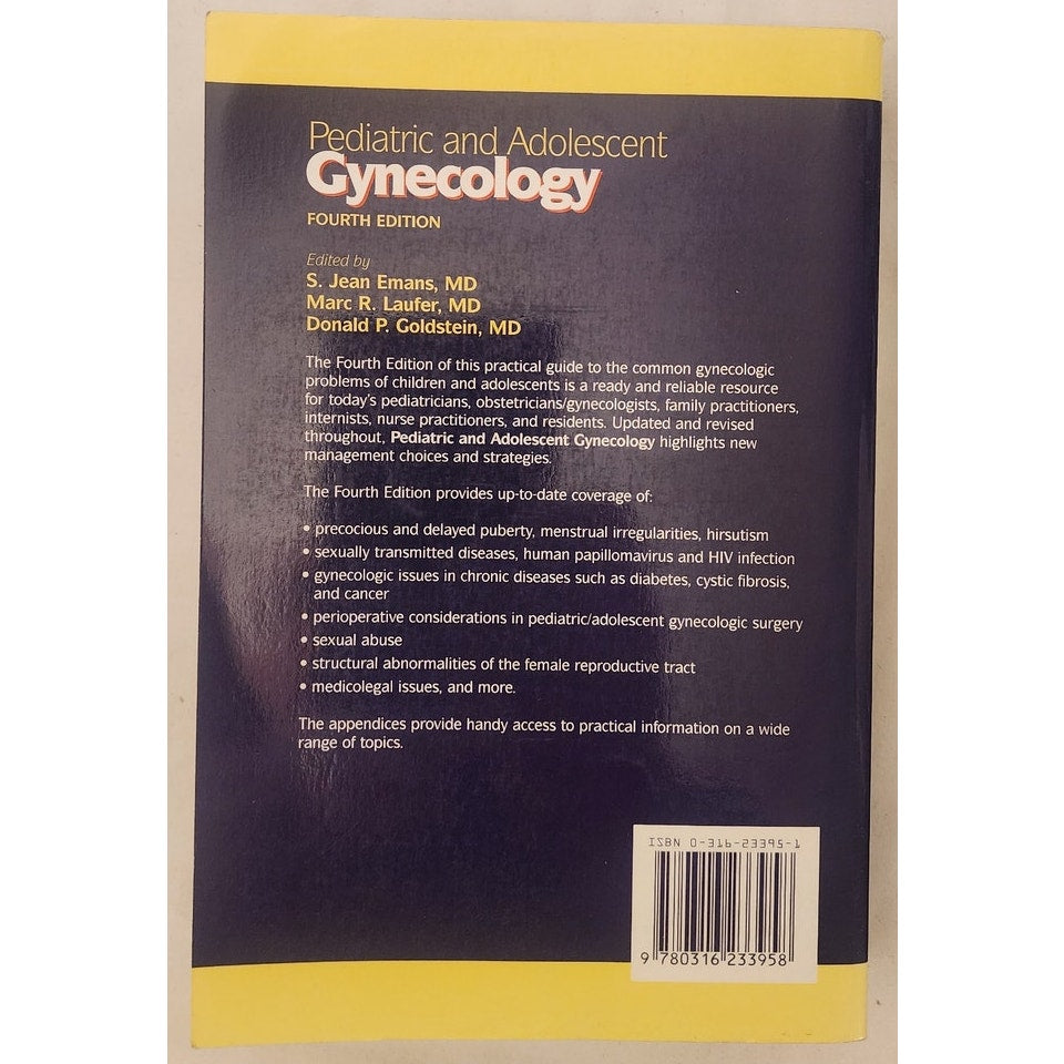 Pediatric and Adolescent Gynecology – 4th Edition – Softcover – Emans/Laufer