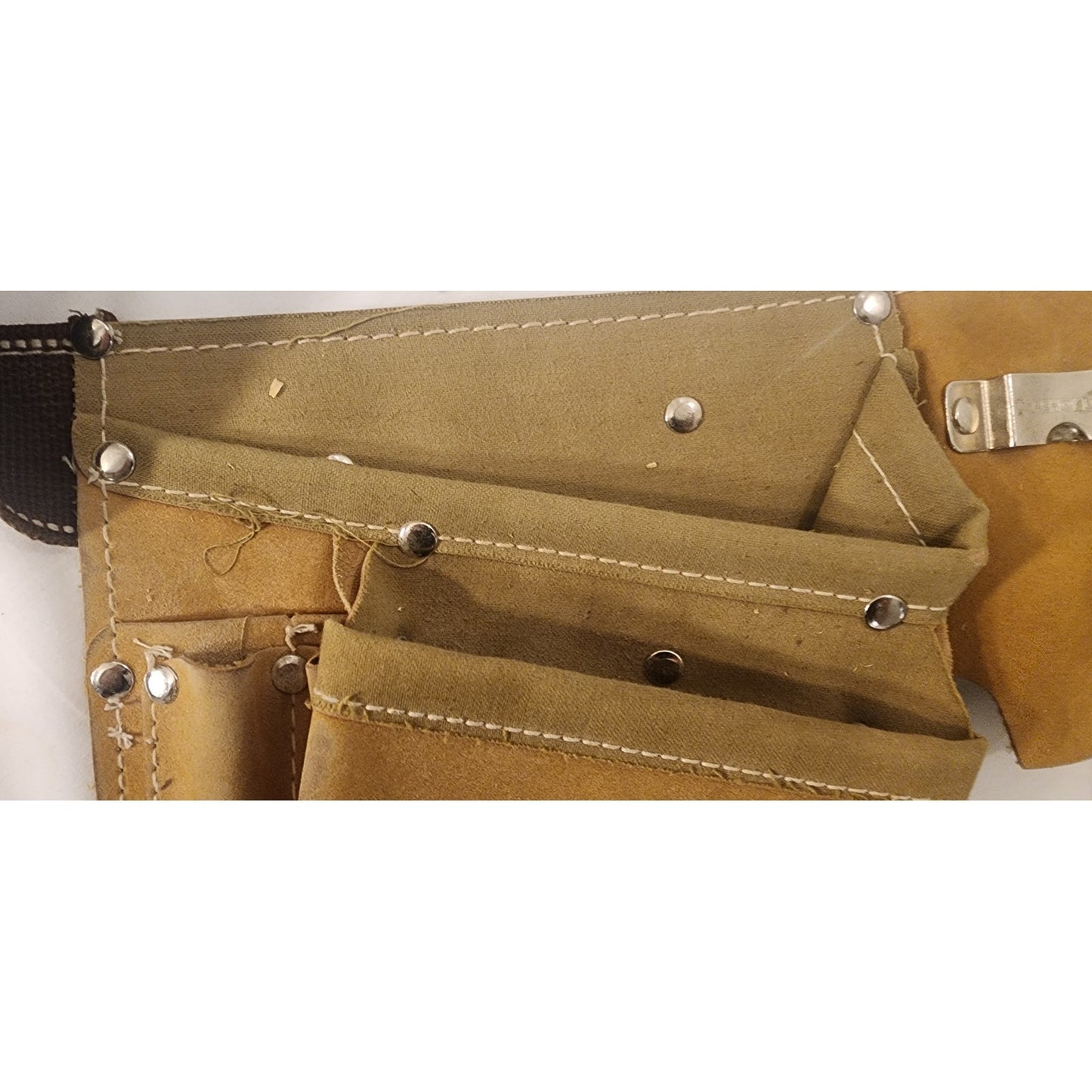 Leather Tool Belt with Dual Pouches – Adjustable – Good Used Condition