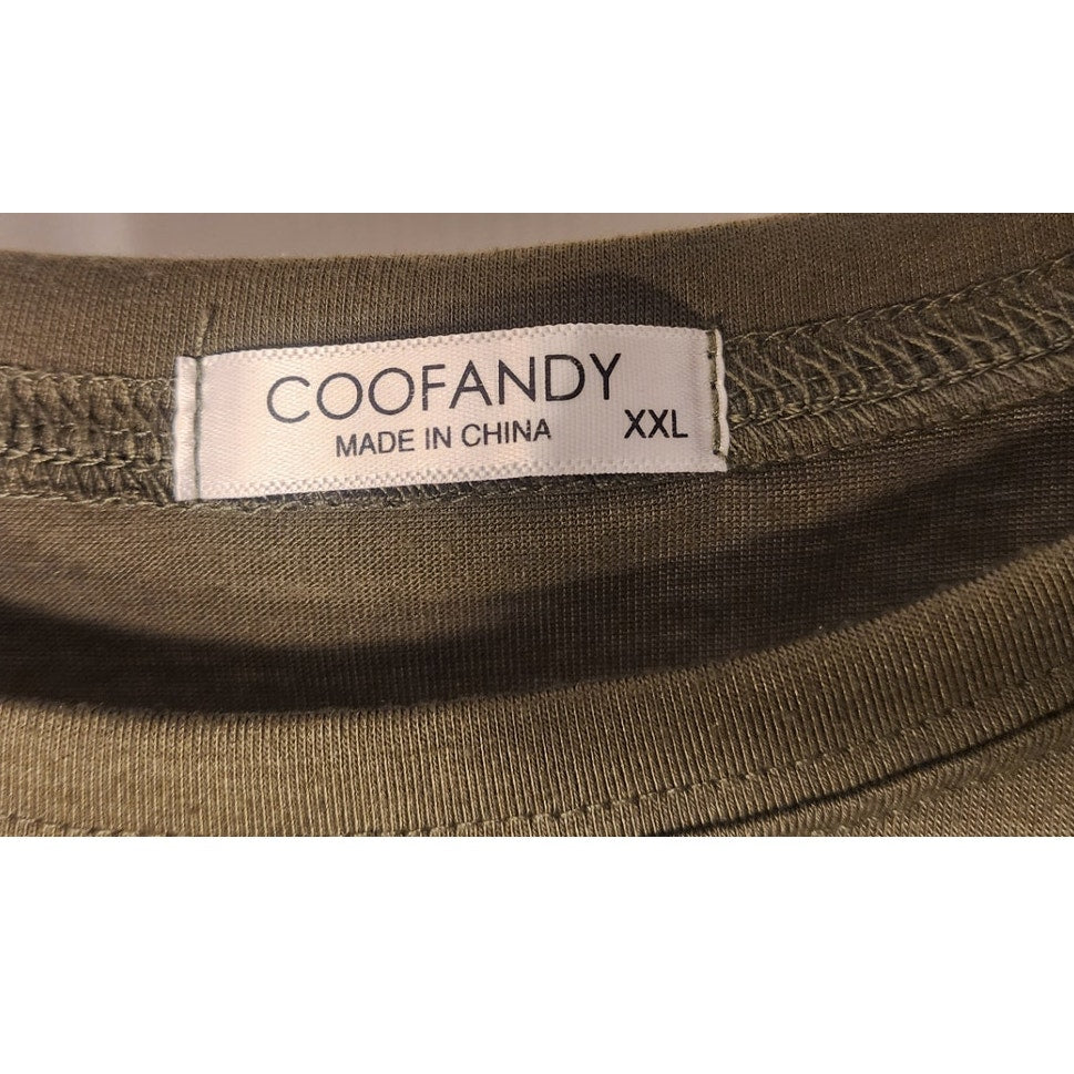 Coofandy Mens Sleeveless T Shirt Tank Top Khaki Green Gym Activewear Size XXL