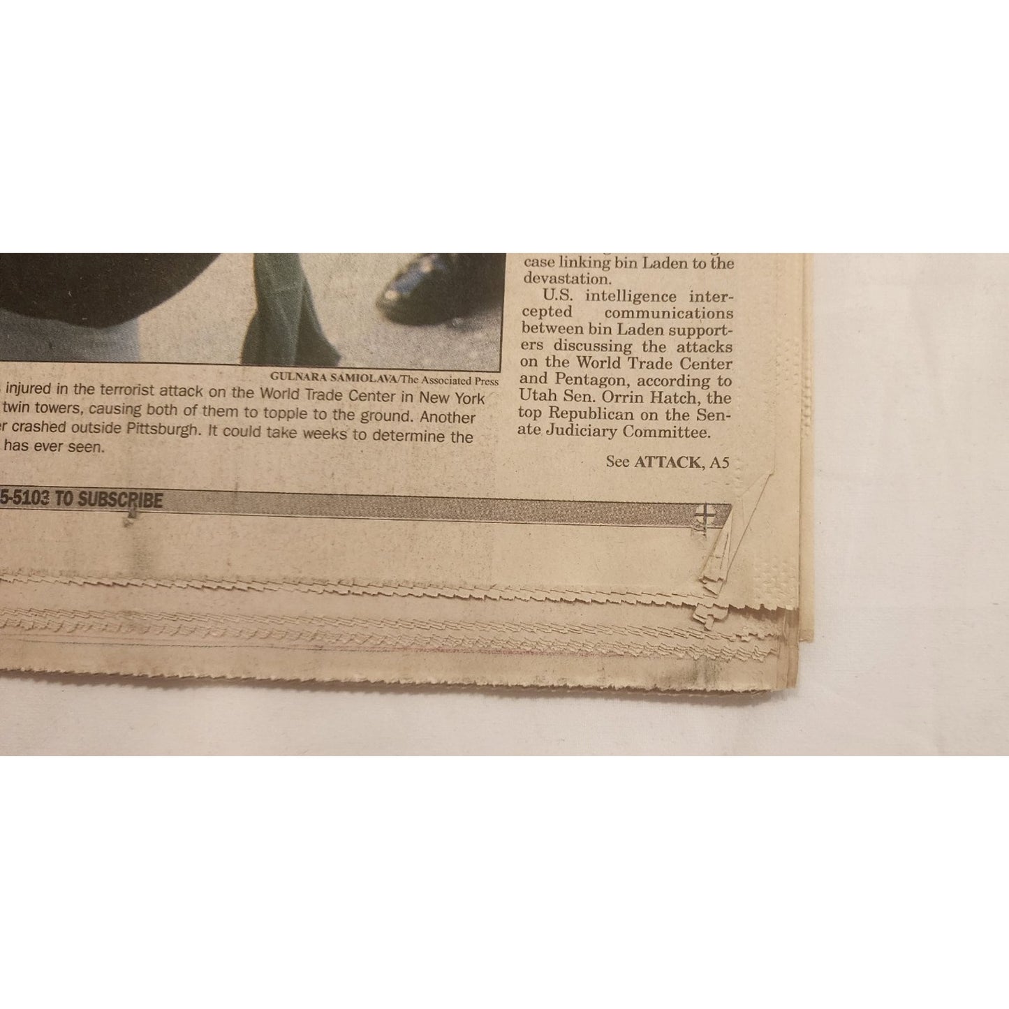 9/11 newspaper - Provo Daily Herald 9/12/2001 -