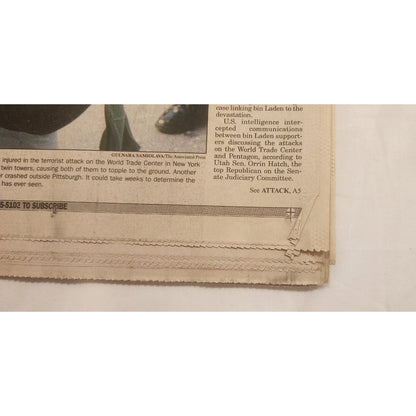 9/11 newspaper - Provo Daily Herald 9/12/2001 -