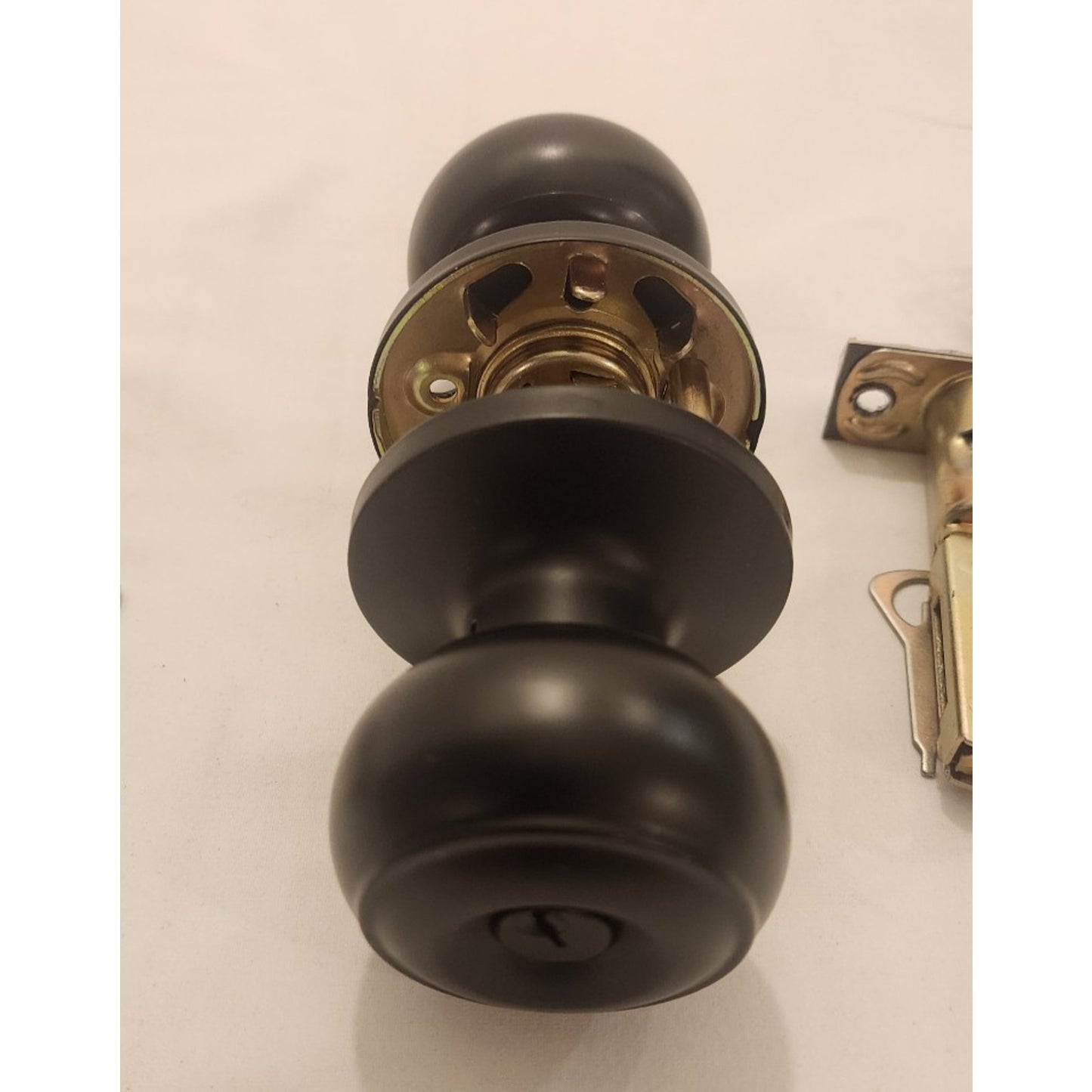 Door Knob w/Lock and Key, Matte Black - Bathroom, Bedroom, Etc. - W/Instructions