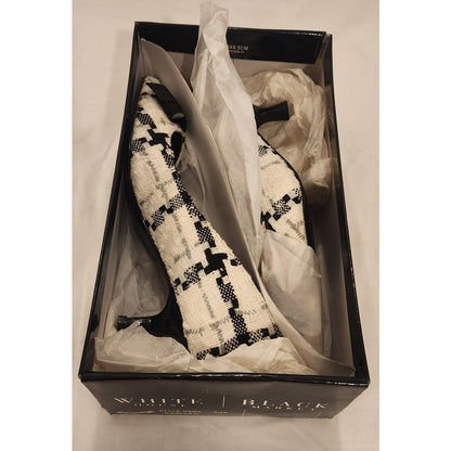 White House Black Market NIB Black White Houndstooth Plaid Kitten Heel Pumps 7.5