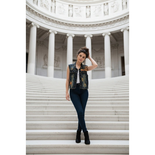 American Themed Jeans Jacket - Smoke Rise - Large