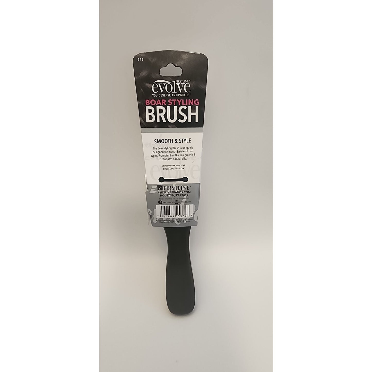 Firstline - Evolve - Boar Styling Brush - Smooth & Style - Dark Handle - NEW