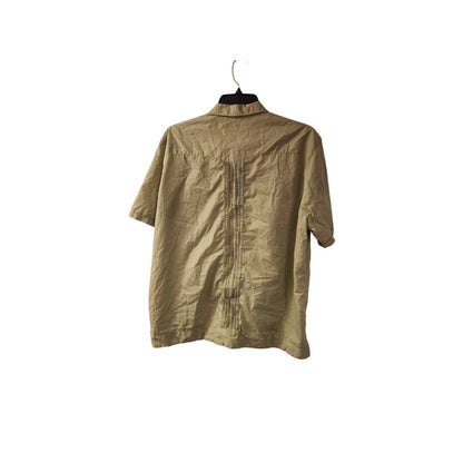 YAX‑IC Guayabera Shirt 46 Light Olive 4‑Pocket Embroidered Mexico