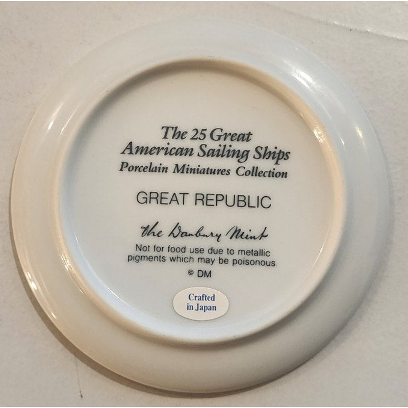 Danbury Mint Great American Sailing Ships Miniature Plate GREAT REPUBLIC Japan