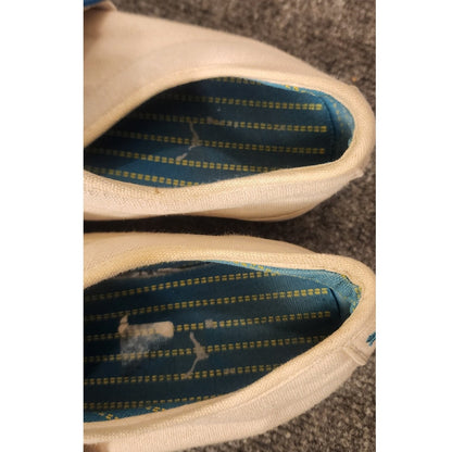 Vintage Puma Sportstyle Canvas Slip On Deck Shoes Sneakers Cream Blue Strap