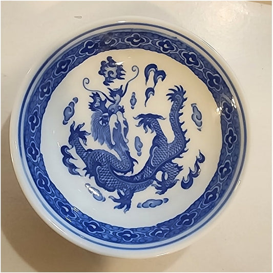 NEW Blue & White Dragon Porcelain Plates – Set of 8 – Chinese Dragon Pattern