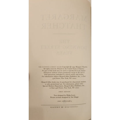 Margaret Thatcher The Downing Street Years – First Edition 1993 Hardcover