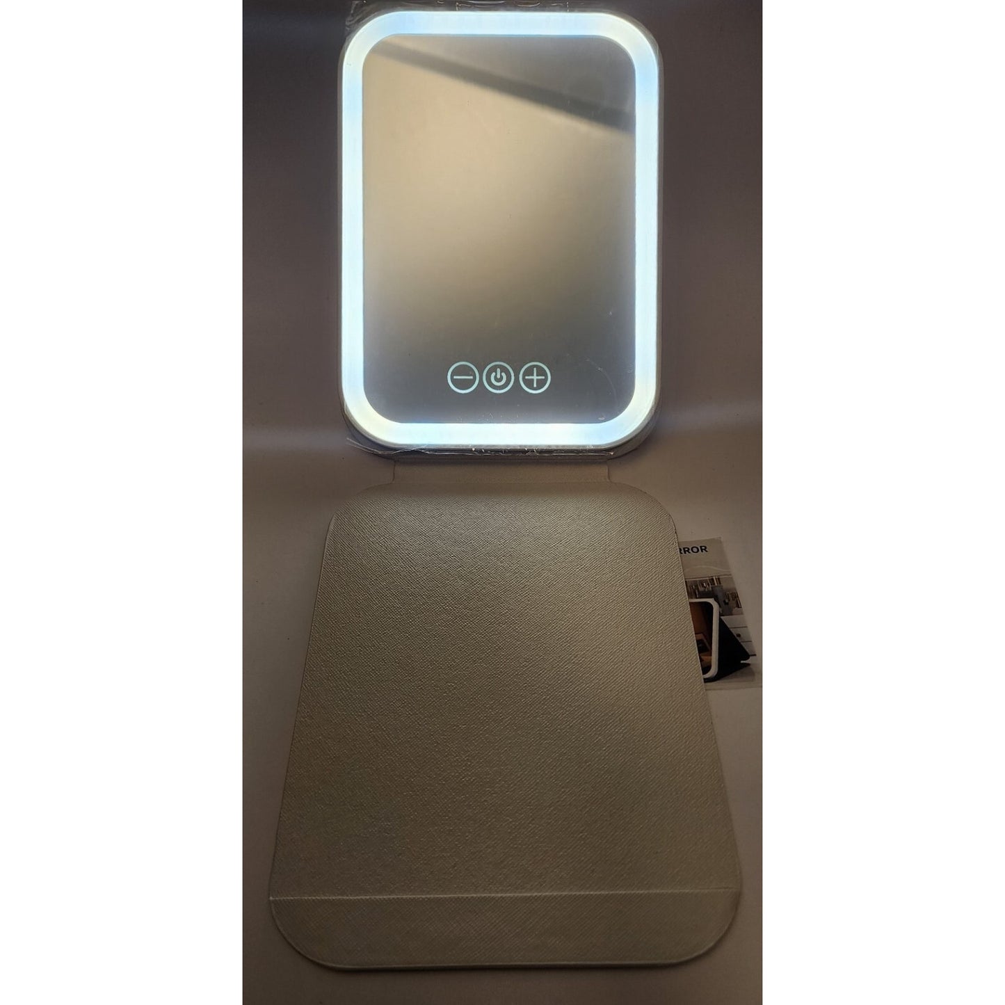White Folding Lighted Makeup Mirror with 3 Color Light Modes USB Rechargeable