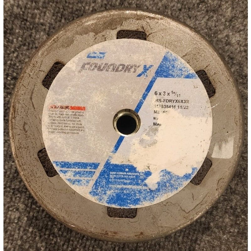 Norton Foundry X Grinding Wheel 6x3x5/8-11 Flaring Cup IRS-FDRYX6X3R Unused