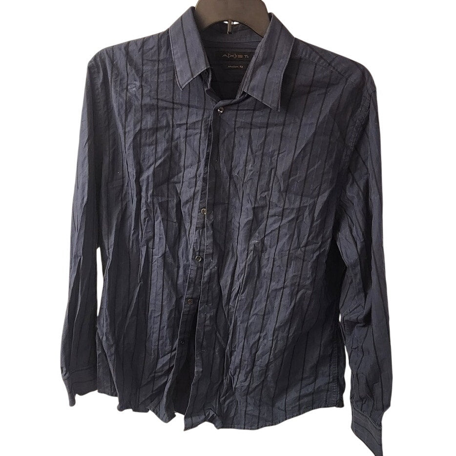 AXIST Modern Fit Button‑Up Shirt XL Blue Striped Wrinkled Good Shape