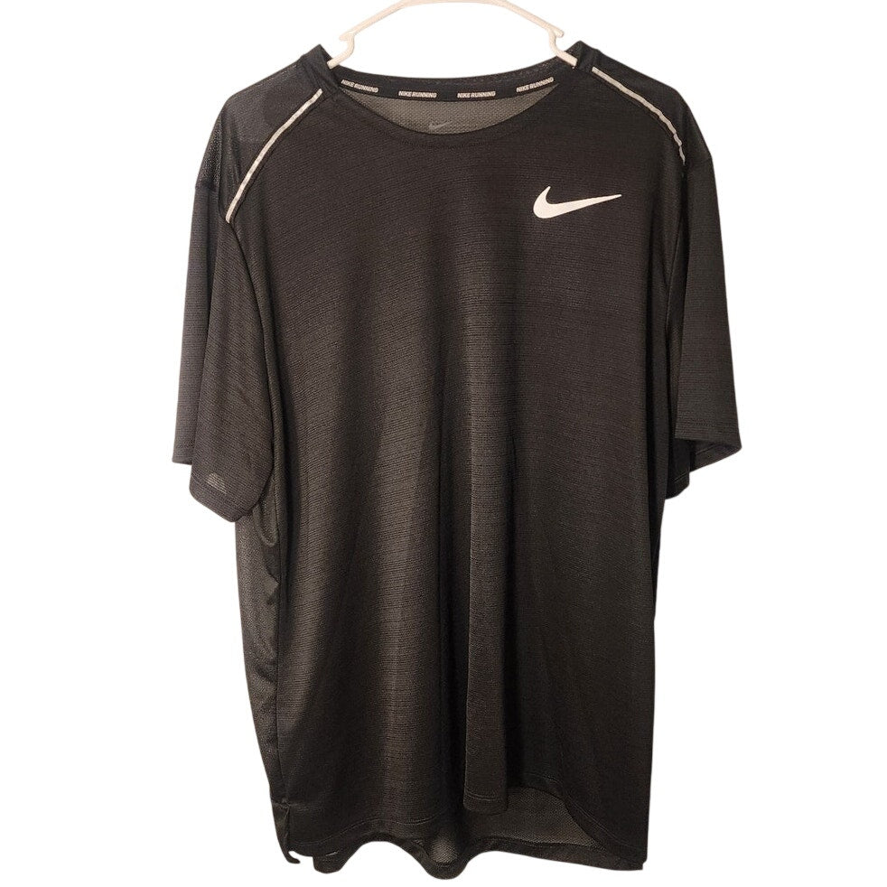 Nike Dri Fit Mens Running Short Sleeve Shirt Black Size XXL Performance Top