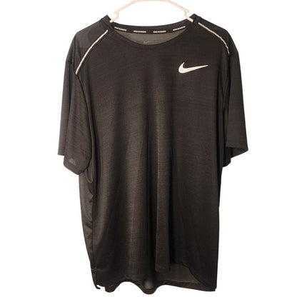 Nike Dri Fit Mens Running Short Sleeve Shirt Black Size XXL Performance Top