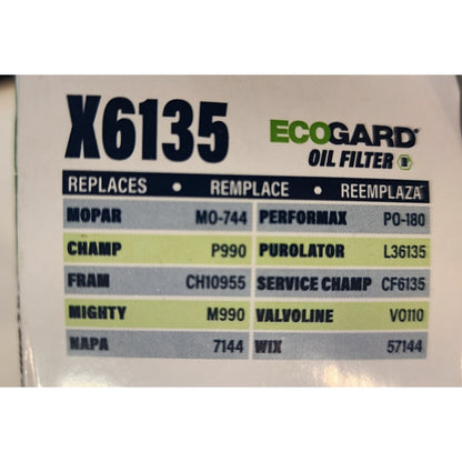 ECOGARD Oil Filter - X6135 - Replaces CF6135-PZ180 and others. See photo