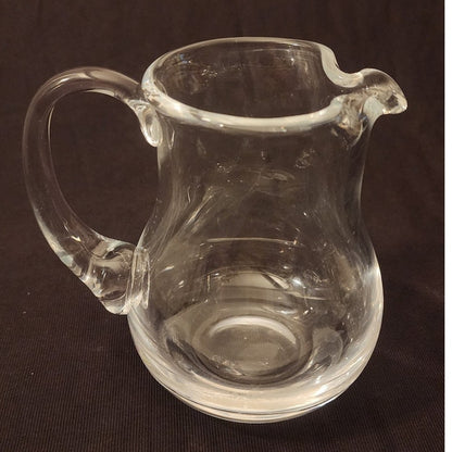 Vintage Heavy Hand Blown Clear Crystal Pitcher Seeded Bubble 5.5" Creamer