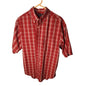 Puritan Mens Short Sleeve Button Down Shirt Size L 42 44 Red White Plaid