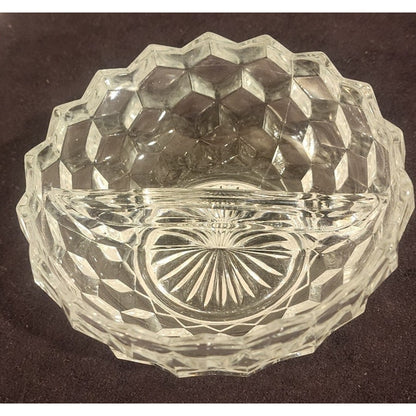 Vintage Crystal Divided Dish – 2 Section – Scalloped Rim & Starburst Base
