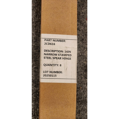 16 Inch Stamped Steel Spear Hinges Matte Black 2 Box Lot 16 Total Carriage Style