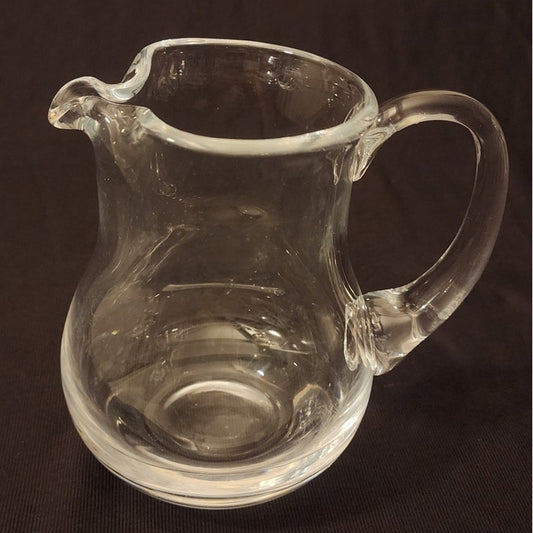 Vintage Heavy Hand Blown Clear Crystal Pitcher Seeded Bubble 5.5" Creamer
