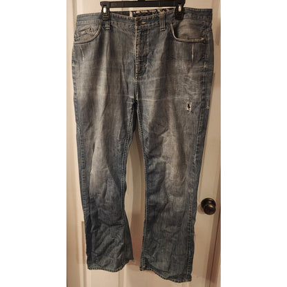 Vans Men’s Jeans 38 Distressed Blue Denim Skate Style Raw Hem