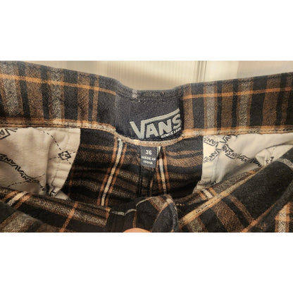 Vans Mens Plaid Shorts Size 36 Brown Tan Black Off The Wall Skater Walk Shorts