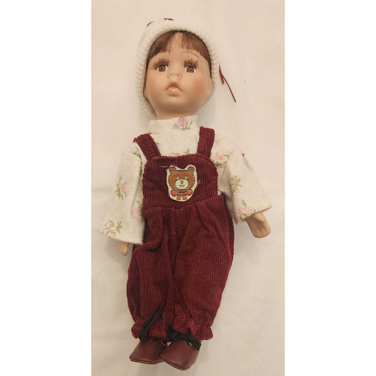 Vintage porcelain doll - 8.5" Inches Tall - Soft Body, Cute Outfit