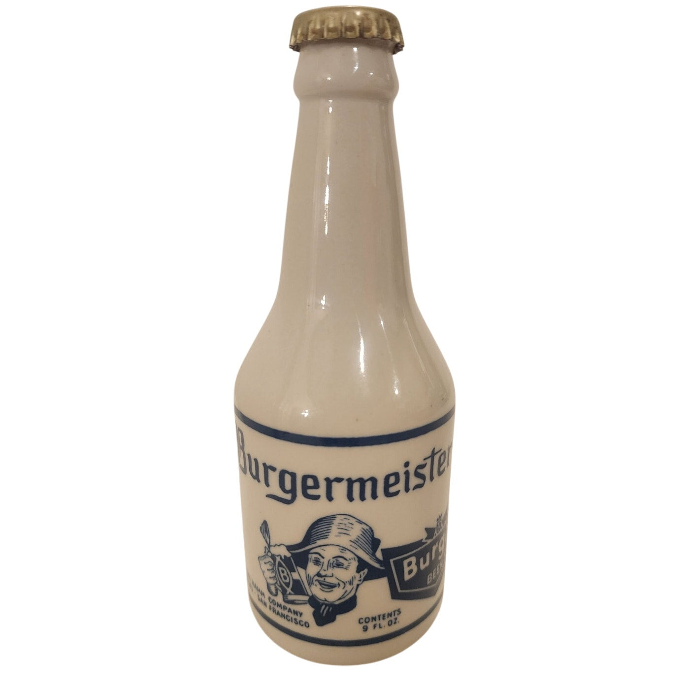 Burgermeister Beer Stoneware Bottle – Ceramarte Brazil – Vintage 9 oz