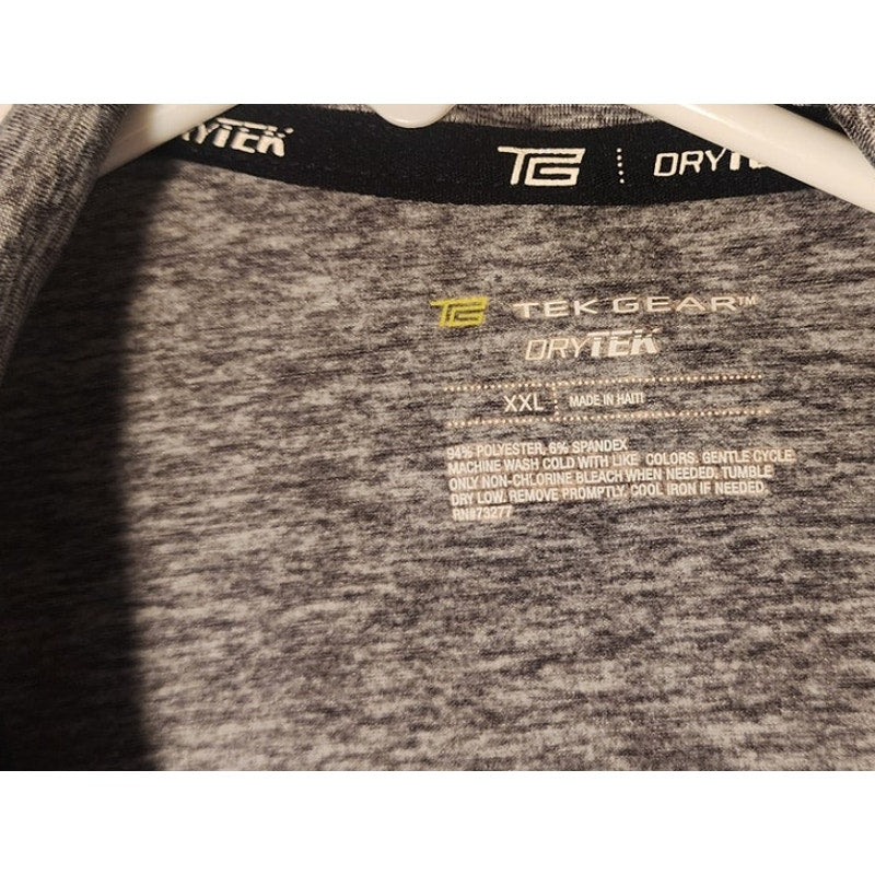 Tek Gear DryTek Mens XXL Gray Long Sleeve Quarter Zip Henley Shirt Performance