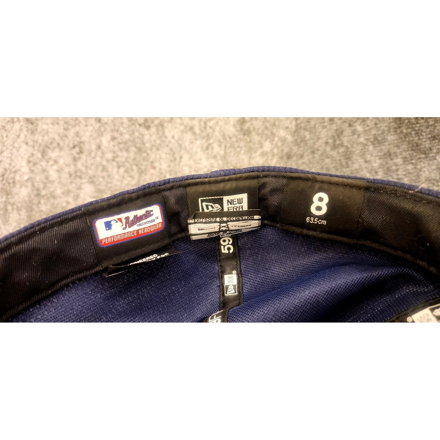 New Era 59FIFTY Milwaukee Brewers Fitted Hat Size 8 Tan Navy Cap MLB
