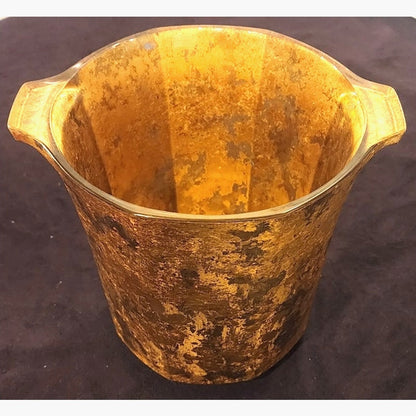 Leslie Roy Designs Gold Leaf Bowl Handmade Italy – Signed – 9" Handles – Heavy