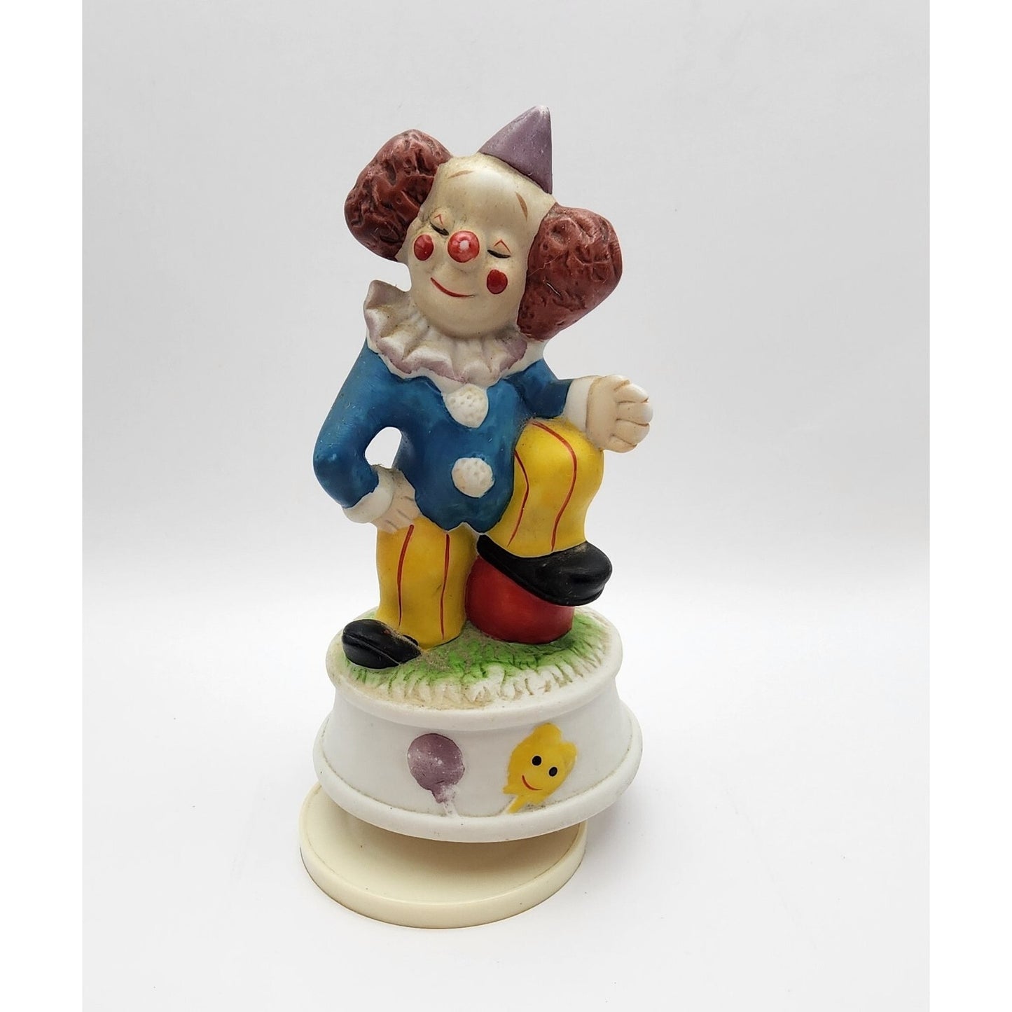 Vintage Porcelain Clown Wind Up Music Box - "Send in the clowns."