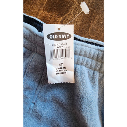 OLD NAVY KIDS Fleece Pants - Light Blue w Navy Stripes - Size 4T - Pocket