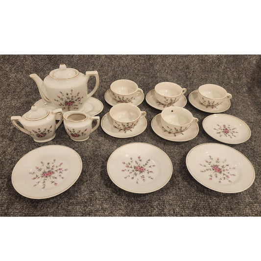 Vintage Miniature Floral Tea Set Made In Japan 20 Pcs Teapot Cups