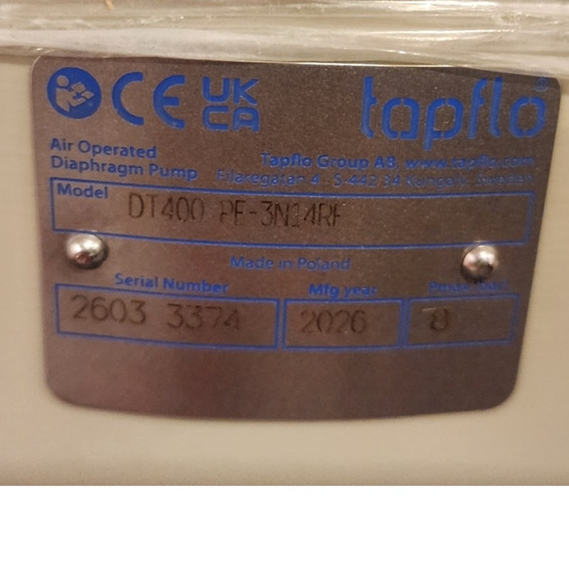 Tapflo DT400 PE-3N14RF Active Pulsation Damper PE-EPDM 18m3/h 2.5 Bar New