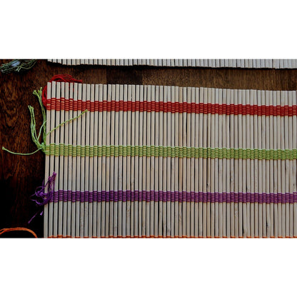 Set of 2 - Bamboo Placemats - Rollup Mats - 19 X 13 inch. Color threads. New