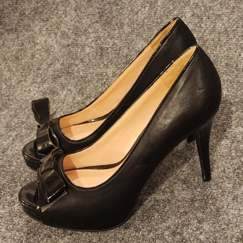 Nine West NW7Cosmo Women Size 7 M Black Bow Accent Stiletto Pump Heels New