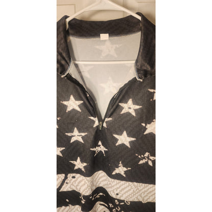 Mens American Flag Short Sleeve Button Down Shirt Black White Rave 21 Size 2XL