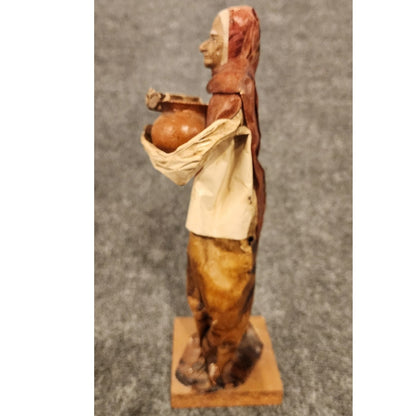 Vintage Handmade Mexican Folk Art Paper Mache Woman Pottery Jug Figurine 12"
