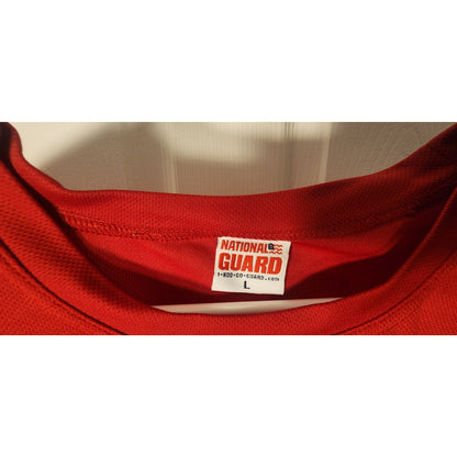 National Guard Mens Long Sleeve T Shirt Size Large Red Military Graphic Tee