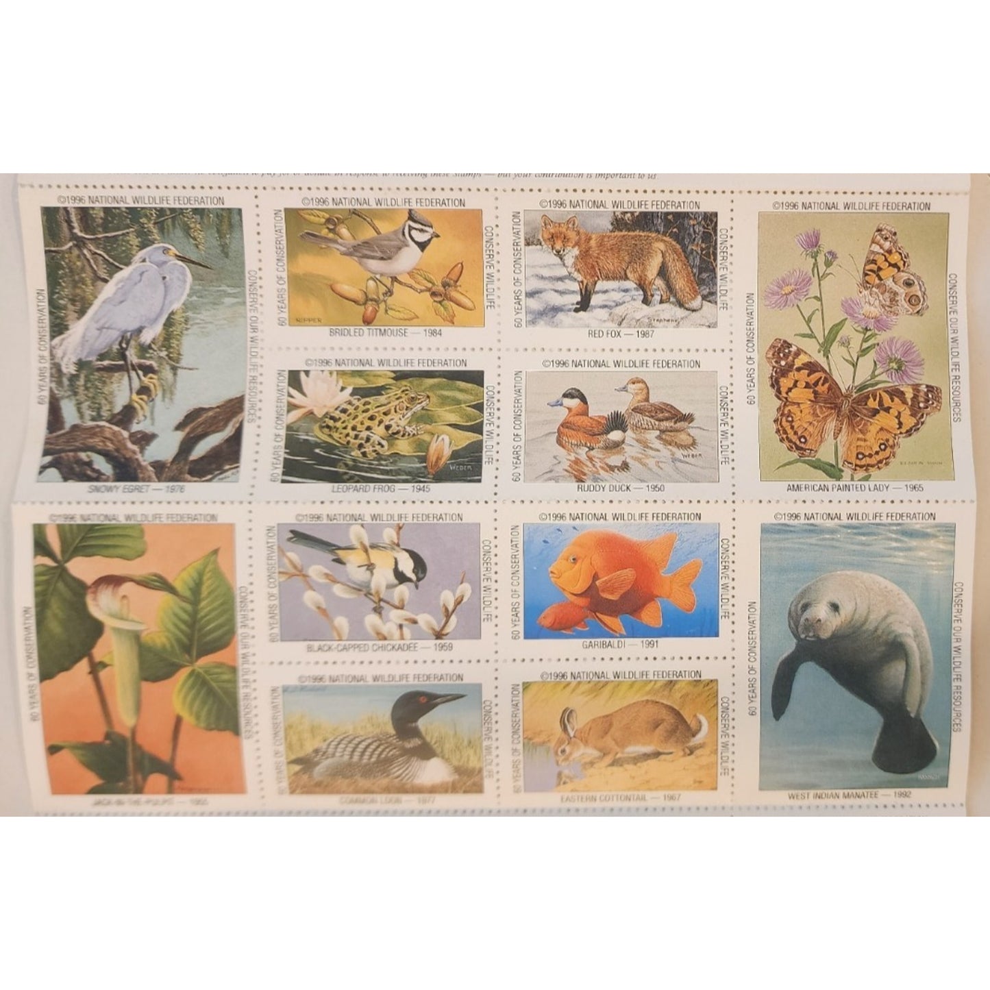 60 yrs Celebrating Conservation - National Wildlife Federation- 36 STAMPS - 1996