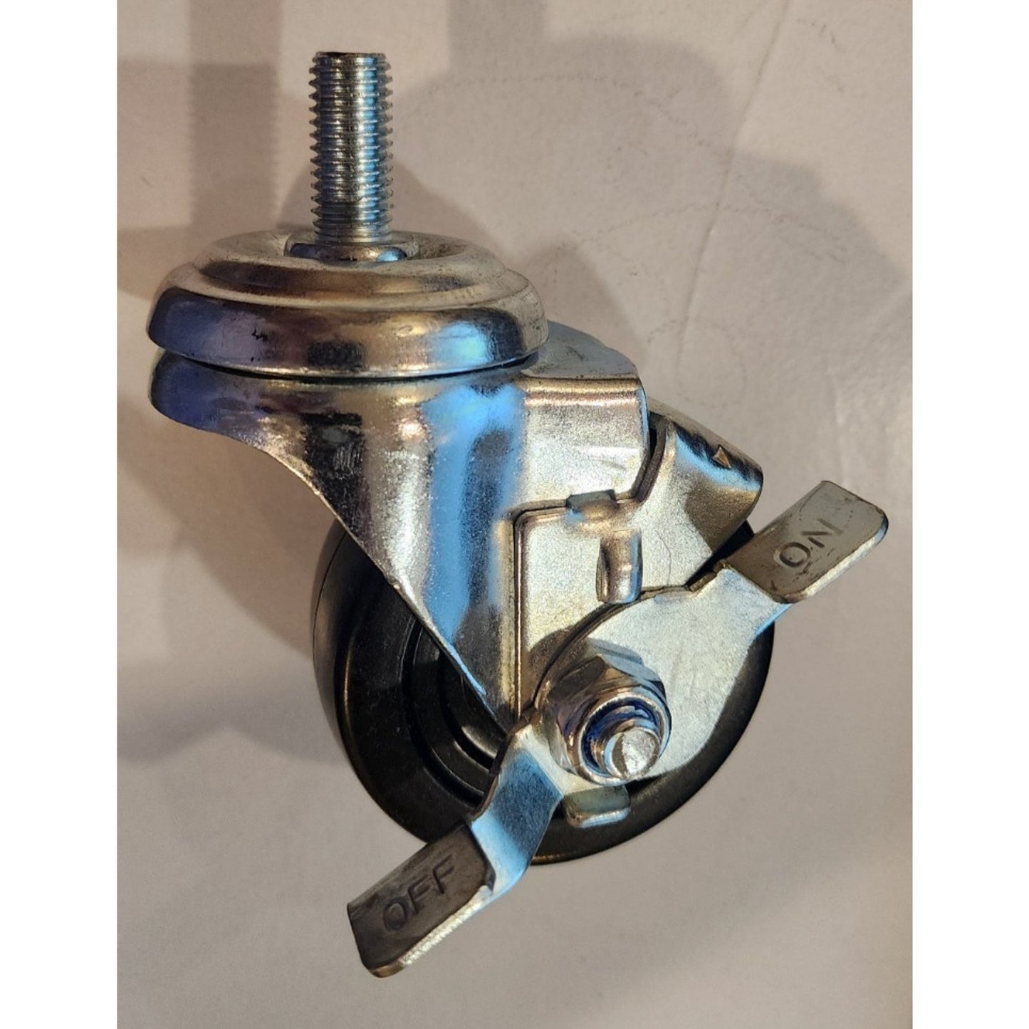 3 Inch -Black Polyurethane Caster Wheel - Threaded Stem w/Brake